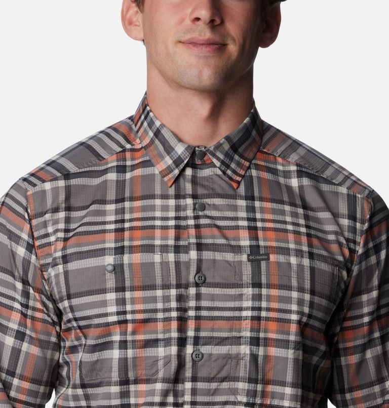 Men's Silver Ridge Utility Lite Plaid Long Sleeve Shirt, Color: City Grey Dispearsed Plaid, image 4