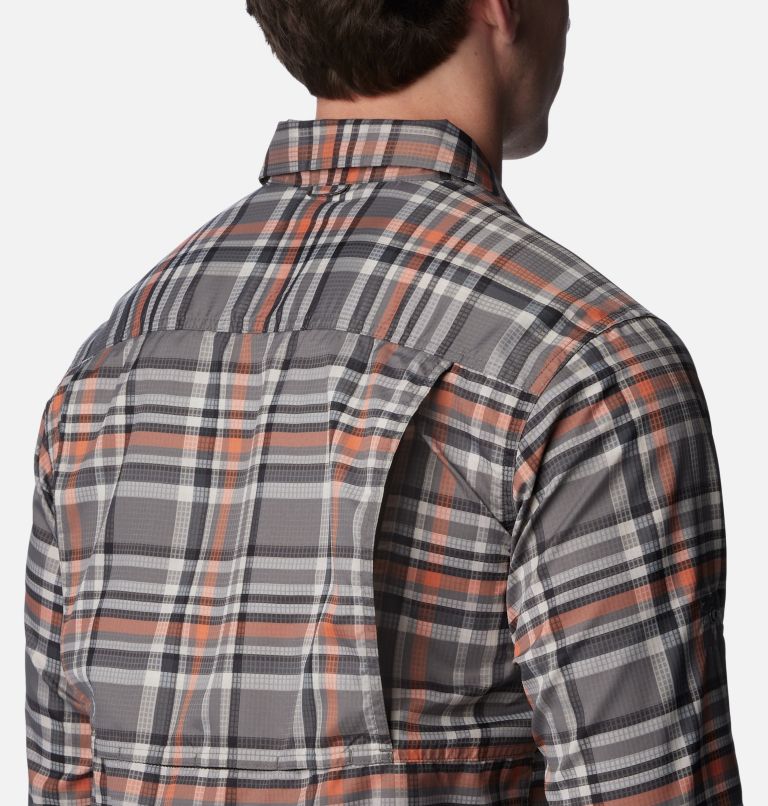 Men's Silver Ridge Utility Lite Plaid Long Sleeve Shirt, Color: City Grey Dispearsed Plaid, image 5