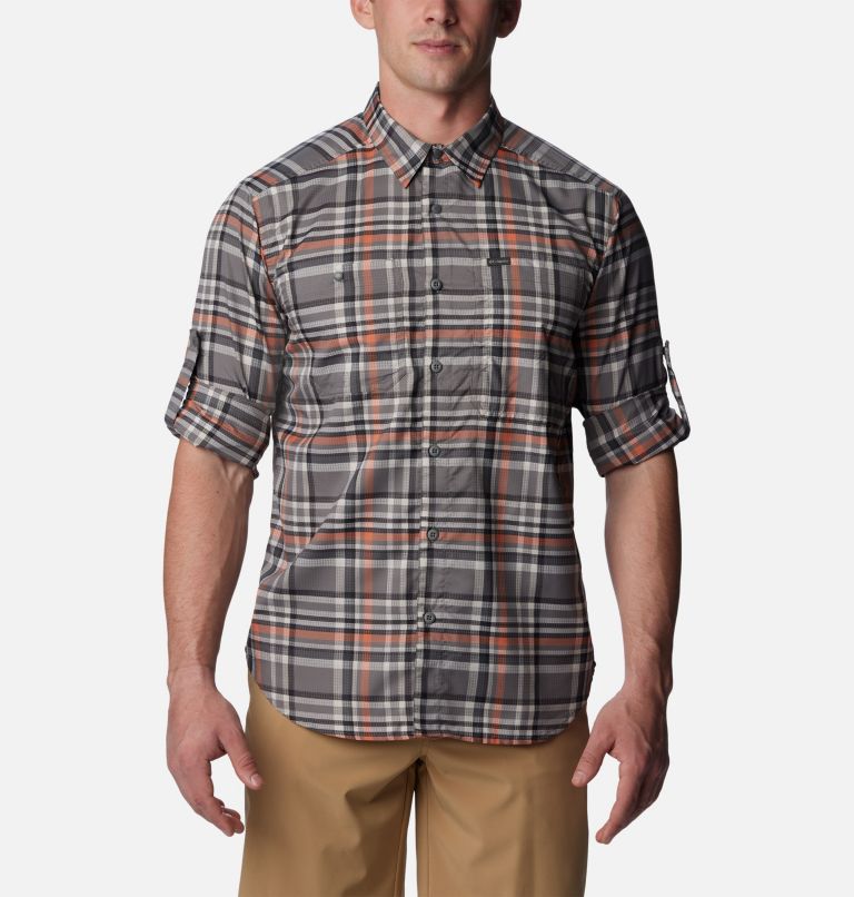 Men's Silver Ridge Utility Lite Plaid Long Sleeve Shirt, Color: City Grey Dispearsed Plaid, image 6