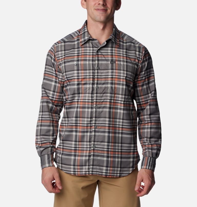 Thumbnail: Men's Silver Ridge Utility Lite Plaid Long Sleeve Shirt, Color: City Grey Dispearsed Plaid, image 1