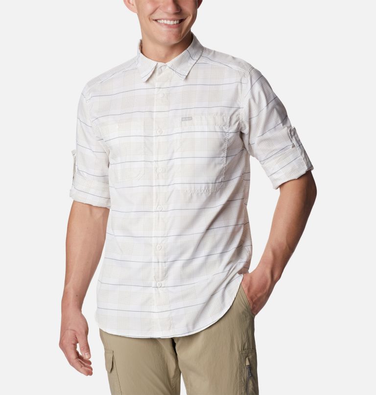 Men's Silver Ridge Utility Lite Plaid Long Sleeve Shirt, Color: White Trail Crossing Plaid, image 6