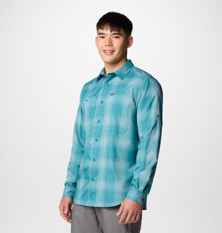 Men's Silver Ridge Utility Lite Plaid Long Sleeve Shirt, Color: River Blue Large Blur Check, image 4
