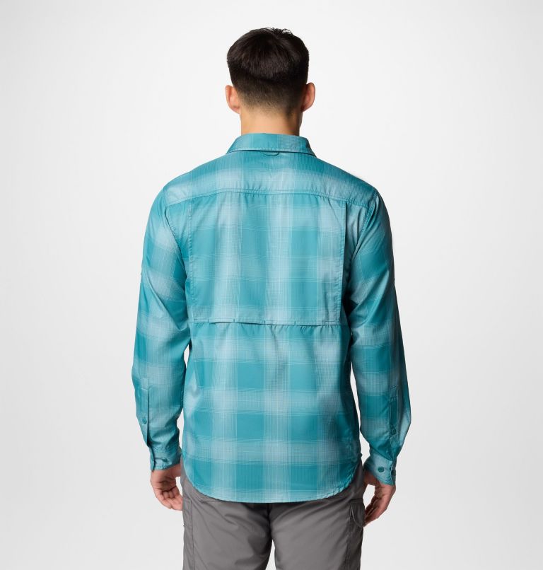 Men's Silver Ridge Utility Lite Plaid Long Sleeve Shirt, Color: River Blue Large Blur Check, image 3