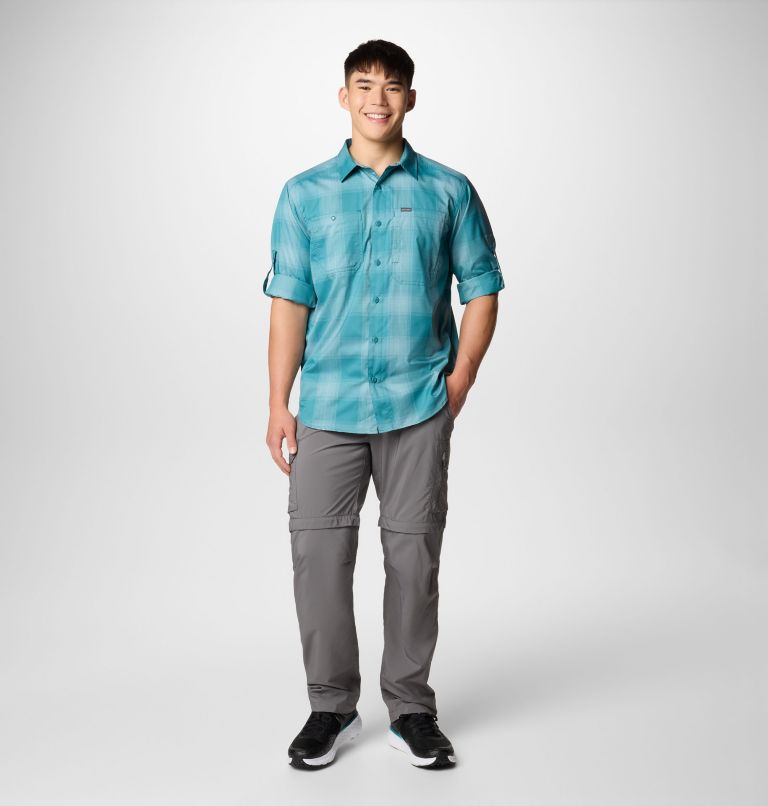 Men's Silver Ridge Utility Lite Plaid Long Sleeve Shirt, Color: River Blue Large Blur Check, image 2