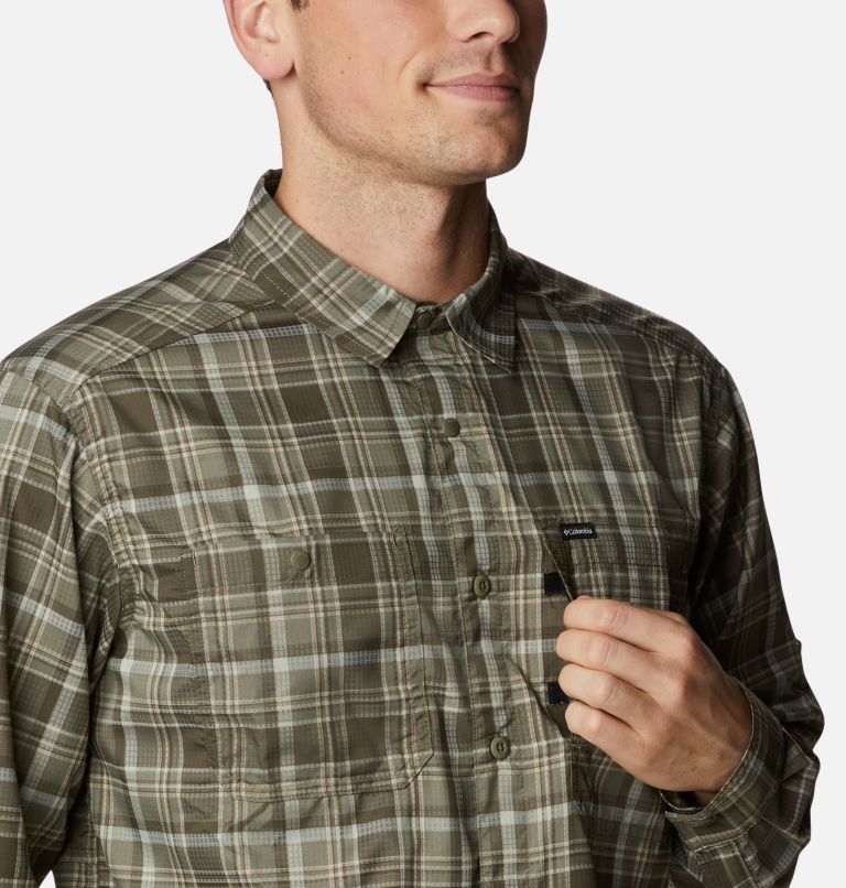 Thumbnail: Men's Silver Ridge Utility Lite Plaid Long Sleeve Shirt, Color: Stone Green Multi Plaid, image 4