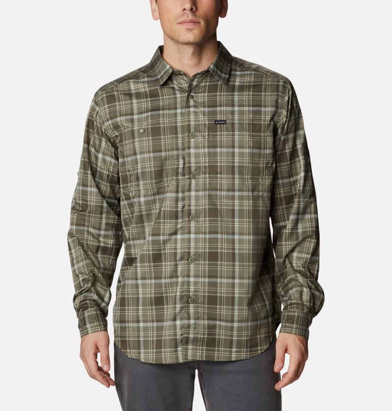 Thumbnail: Men's Silver Ridge Utility Lite Plaid Long Sleeve Shirt, Color: Stone Green Multi Plaid, image 1