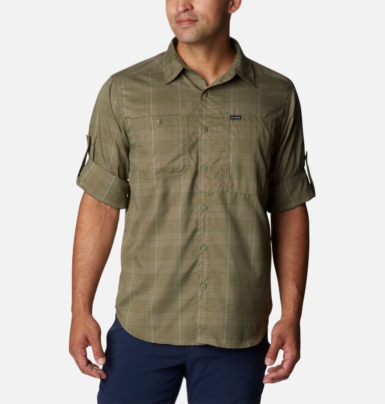 Thumbnail: Men's Silver Ridge Utility Lite Plaid Long Sleeve Shirt, Color: Stone Green Trail Crossing Plaid, image 6
