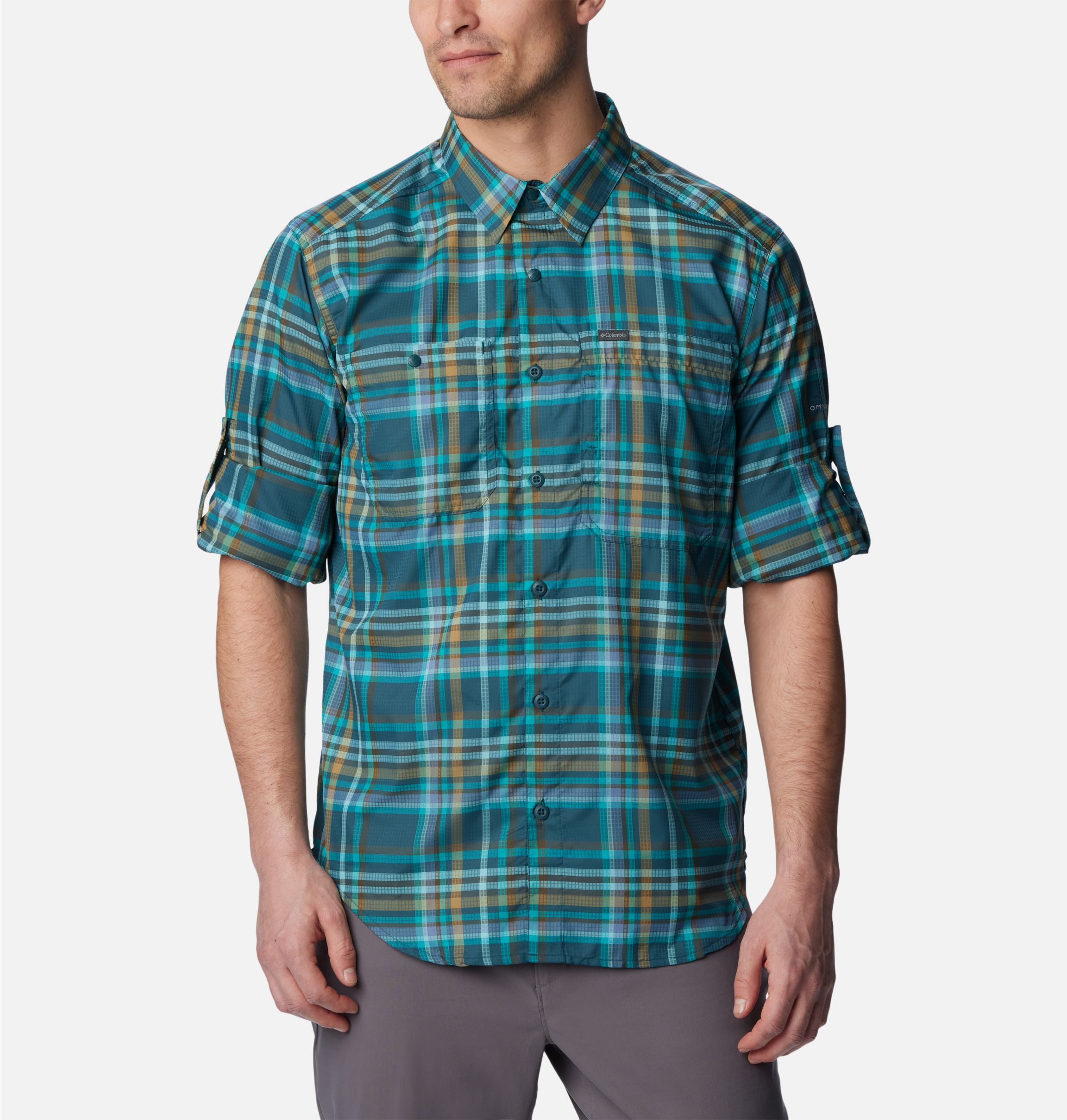 Columbia Men's Blue Plaid Cotton Long-Sleeve Shirt - Size Large L (NEW ~  NWOT)