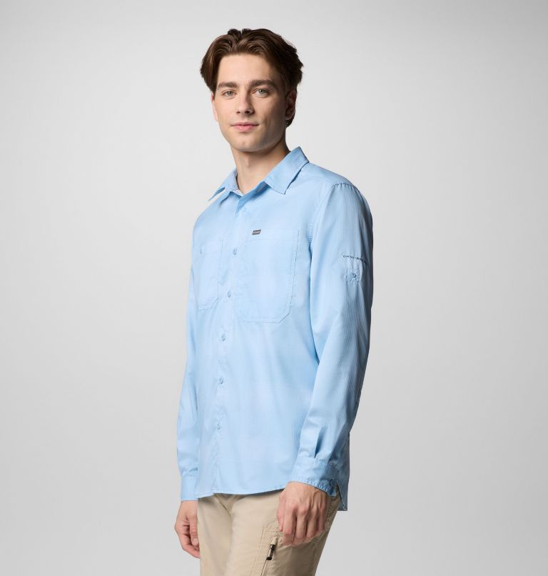 Men's Silver Ridge Utility Lite Plaid Long Sleeve Shirt, Color: Ripple Blue Large Blur Check, image 4