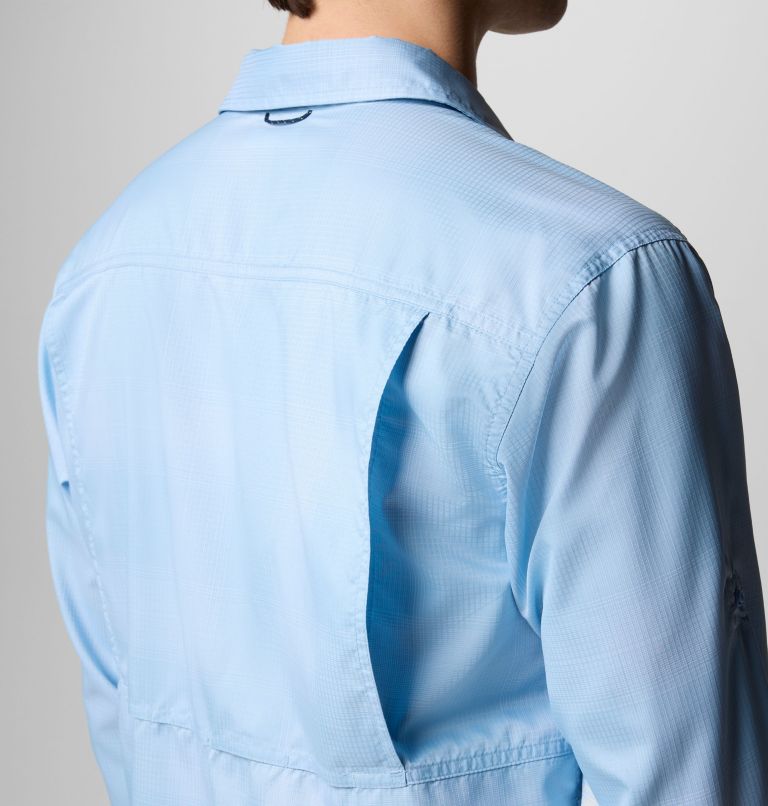 Men's Silver Ridge Utility Lite Plaid Long Sleeve Shirt, Color: Ripple Blue Large Blur Check, image 6