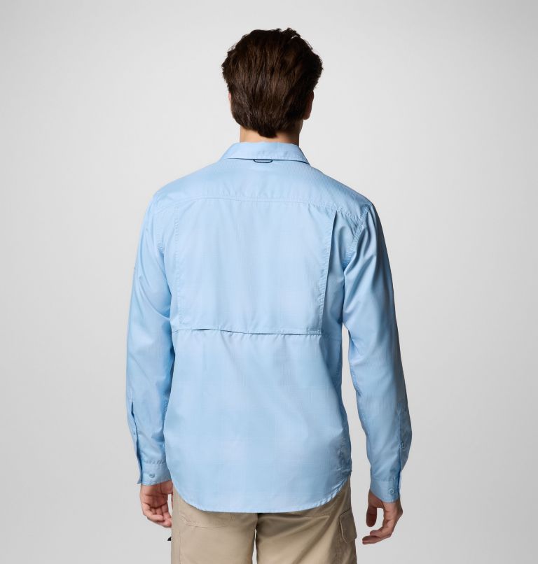 Men's Silver Ridge Utility Lite Plaid Long Sleeve Shirt, Color: Ripple Blue Large Blur Check, image 3