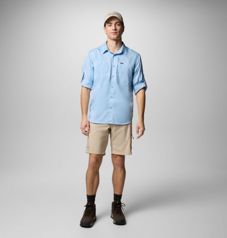 Men's Silver Ridge Utility Lite Plaid Long Sleeve Shirt, Color: Ripple Blue Large Blur Check, image 2