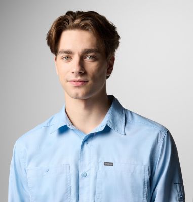 Men's Silver Ridge Utility Lite Plaid Shirt, Color: Ripple Blue Large Blur Check, image 12