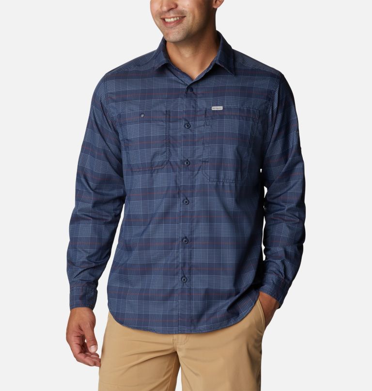 Silver Ridge Utility Lite Plaid LS | 464 | L, Color: Collegiate Navy Trail Crossing Plaid, image 1
