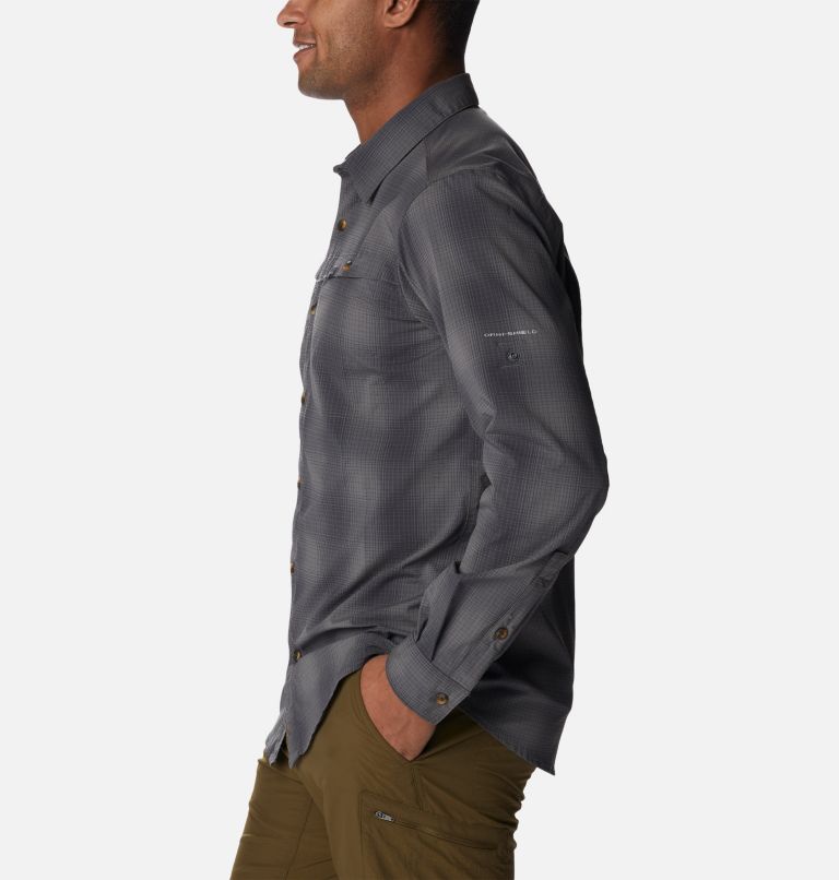 Men's Newton Ridge II Plaid Long Sleeve Shirt, Color: City Grey Soft Ombre, image 3