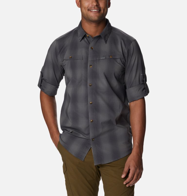 Men's Newton Ridge II Plaid Long Sleeve Shirt, Color: City Grey Soft Ombre, image 7