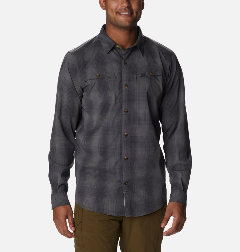 Thumbnail: Men's Newton Ridge II Plaid Long Sleeve Shirt, Color: City Grey Soft Ombre, image 1
