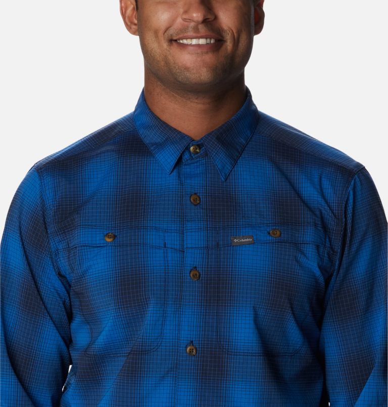 Men's Newton Ridge II Plaid Long Sleeve Shirt, Color: Bright Indigo Soft Ombre, image 4