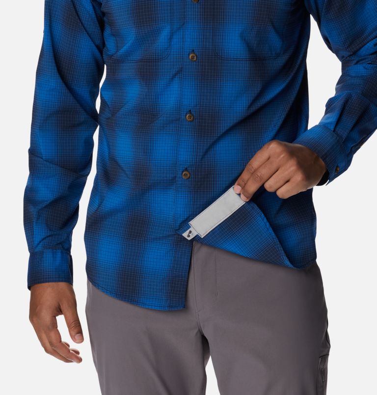 Men's Newton Ridge II Plaid Long Sleeve Shirt, Color: Bright Indigo Soft Ombre, image 6