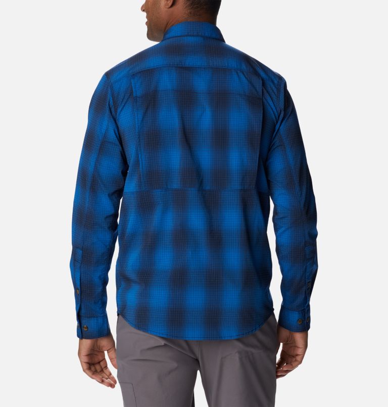 Men's Newton Ridge II Plaid Long Sleeve Shirt, Color: Bright Indigo Soft Ombre, image 2