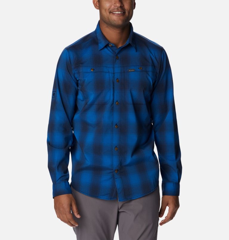 Men's Newton Ridge II Plaid Long Sleeve Shirt, Color: Bright Indigo Soft Ombre, image 1