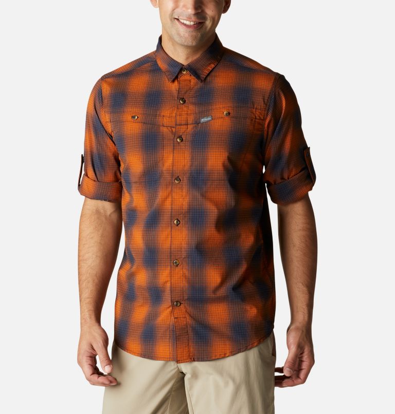 Men's Newton Ridge II Plaid Long Sleeve Shirt, Color: Warm Copper Soft Ombre, image 6