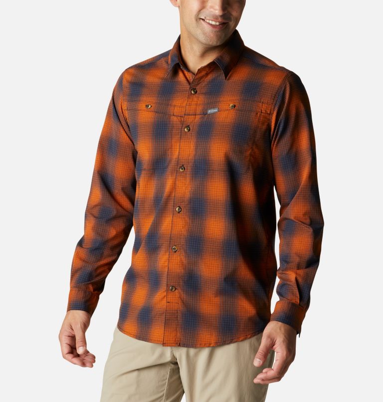 Men's Newton Ridge II Plaid Long Sleeve Shirt, Color: Warm Copper Soft Ombre, image 1