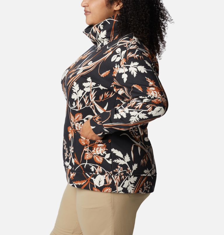 Women's Columbia Lodge Funnel Pullover - Plus Size, Color: Black Fallgrass Print, image 3