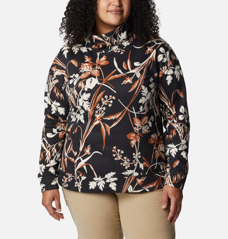 Women's Columbia Lodge Funnel Pullover - Plus Size, Color: Black Fallgrass Print, image 5