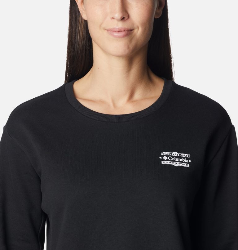 Women's Lodge Crew IV Sweatshirt, Color: Black, Bordered CSC Tonal, image 3