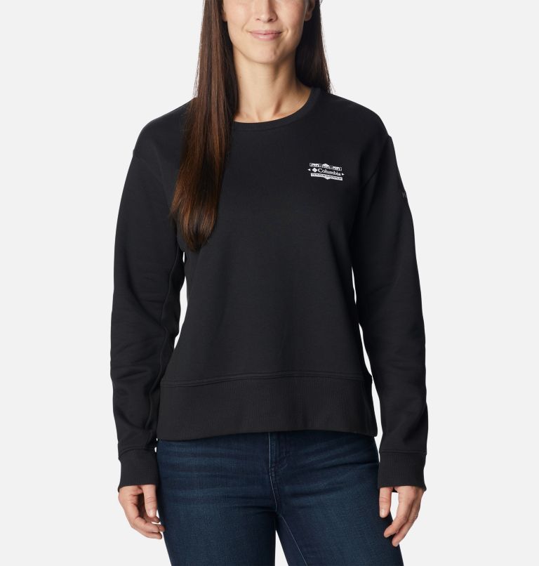 Women's Lodge Crew IV Sweatshirt, Color: Black, Bordered CSC Tonal, image 1