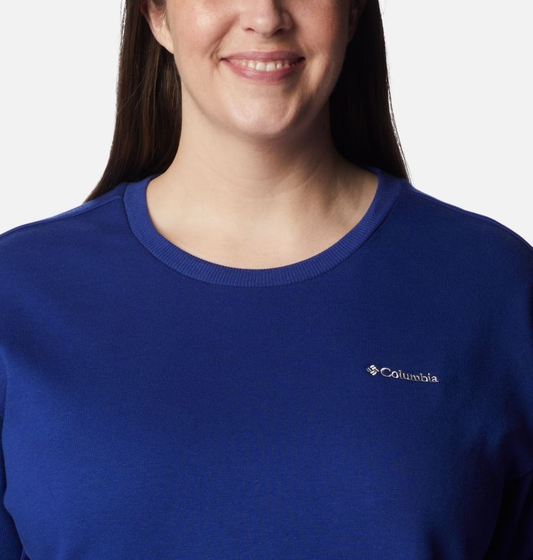 Thumbnail: Women's Columbia Lodge Crew IV Sweatshirt - Plus Size, Color: Dark Sapphire, image 4