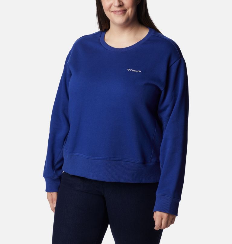 Thumbnail: Women's Columbia Lodge Crew IV Sweatshirt - Plus Size, Color: Dark Sapphire, image 5