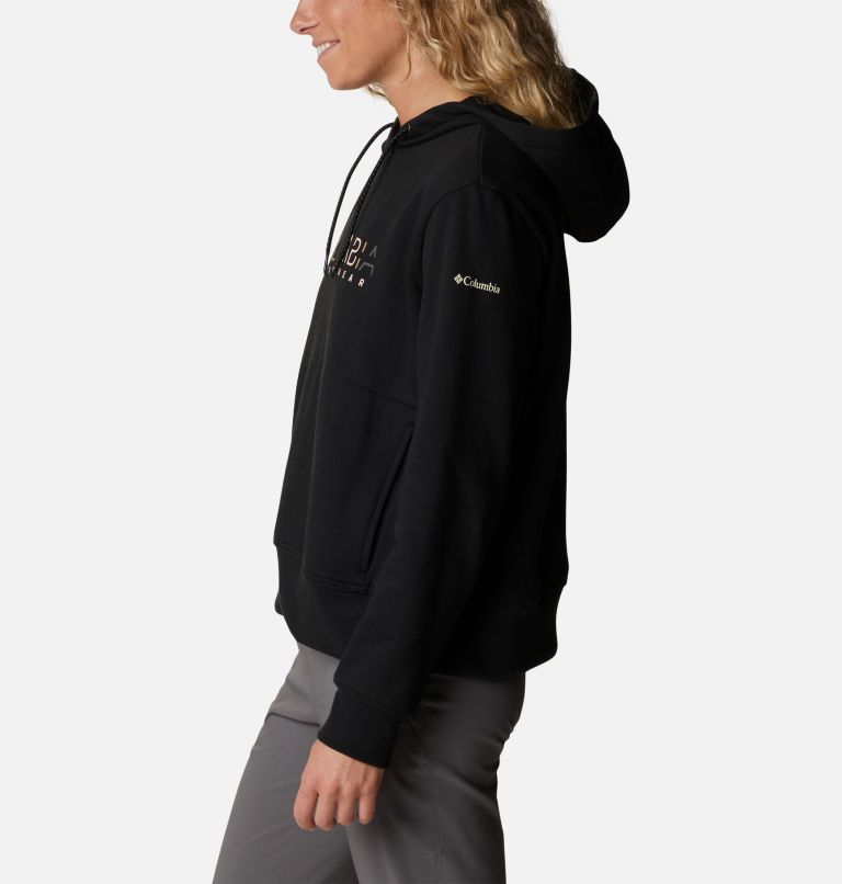 Women's Columbia Lodge Hoodie, Color: Black, Columbia Stencil, image 3