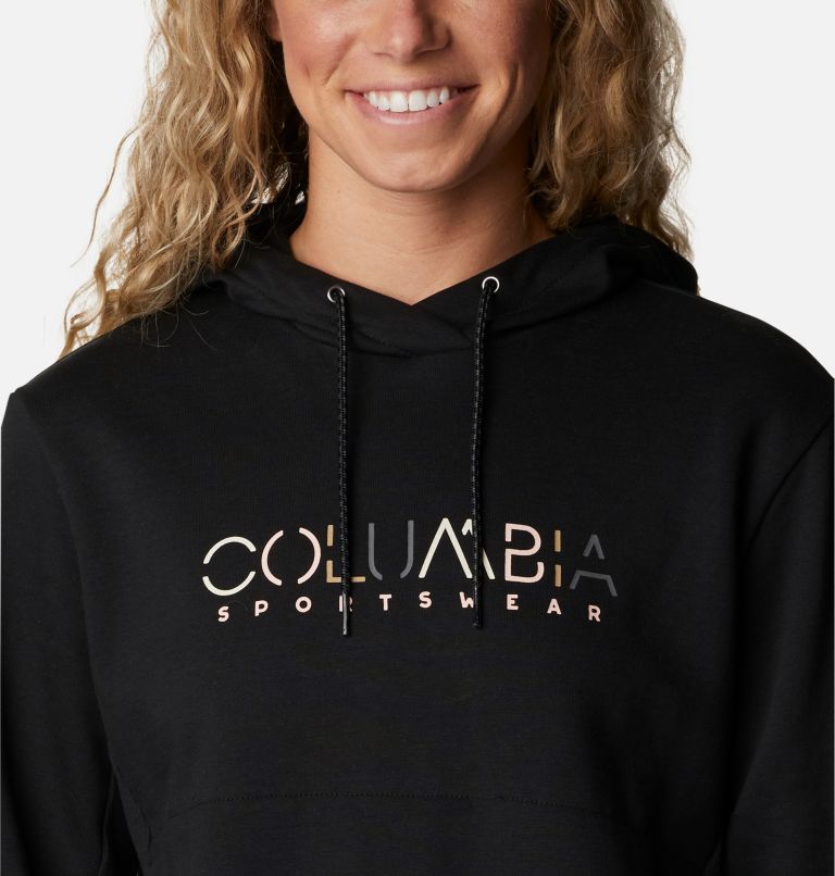 Women's Columbia Lodge Hoodie, Color: Black, Columbia Stencil, image 4