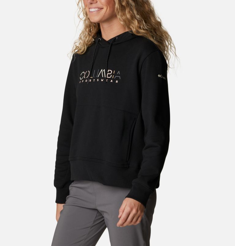 Women's Columbia Lodge Hoodie, Color: Black, Columbia Stencil, image 5
