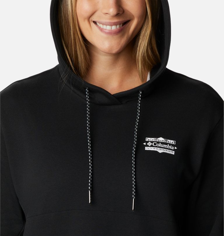 Thumbnail: Women's Columbia Lodge Hoodie, Color: Black, Bordered Beauty Graphic, image 4
