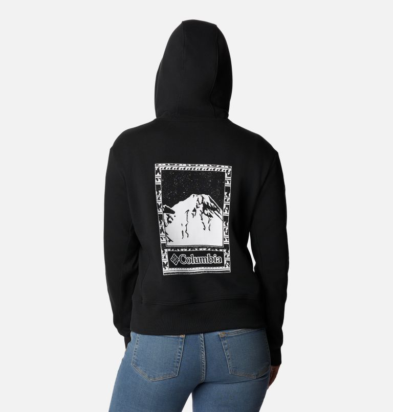 Women's Columbia Lodge Hoodie, Color: Black, Bordered Beauty Graphic, image 2
