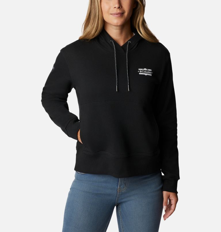 Women's Columbia Lodge Hoodie, Color: Black, Bordered Beauty Graphic, image 1
