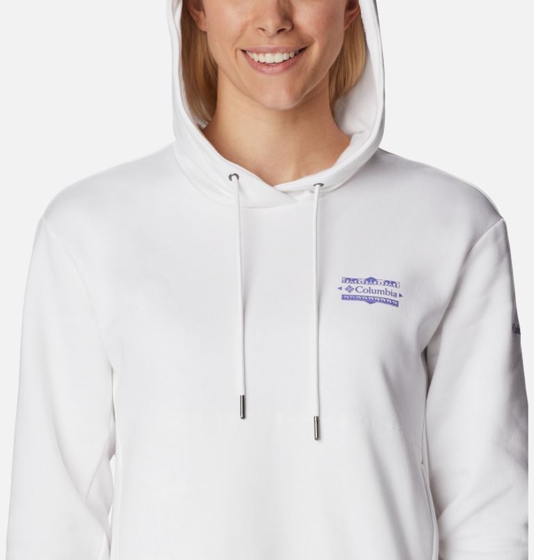 Women's Columbia Lodge Hoodie, Color: White, Bordered Beauty Graphic, image 4
