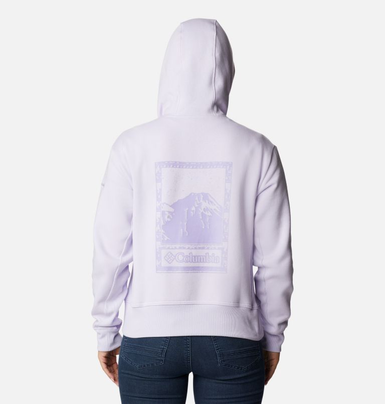 Thumbnail: Women's Columbia Lodge Hoodie, Color: Purple Tint, Bordered Beauty Graphic, image 2