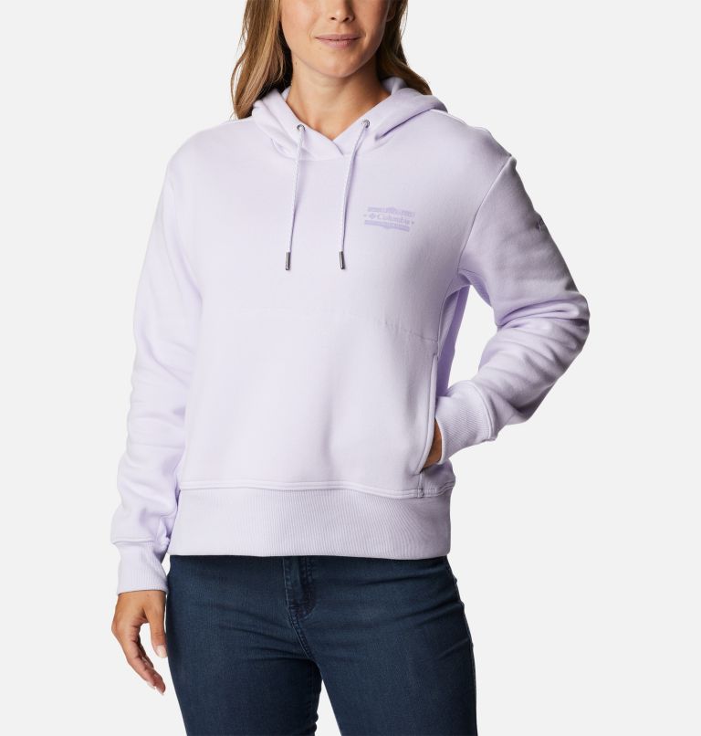 Women's Columbia Lodge Hoodie, Color: Purple Tint, Bordered Beauty Graphic, image 1