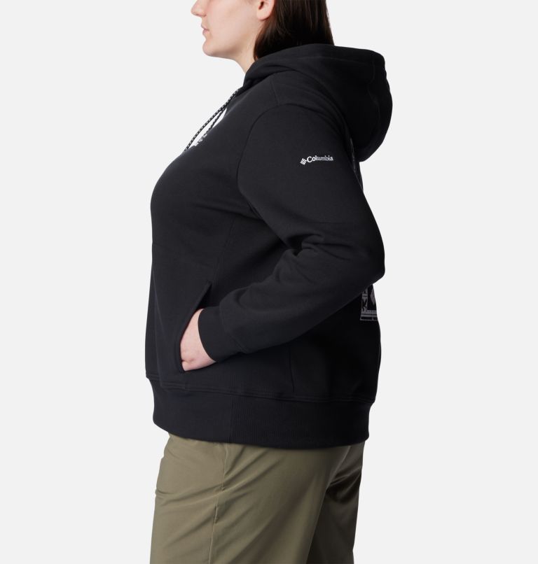 Thumbnail: Women's Columbia Lodge Hoodie - Plus Size, Color: Black, Bordered Beauty Graphic, image 3