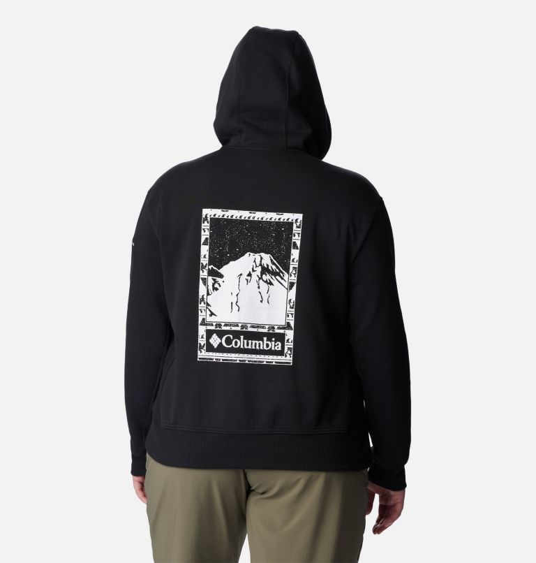 Thumbnail: Women's Columbia Lodge Hoodie - Plus Size, Color: Black, Bordered Beauty Graphic, image 2