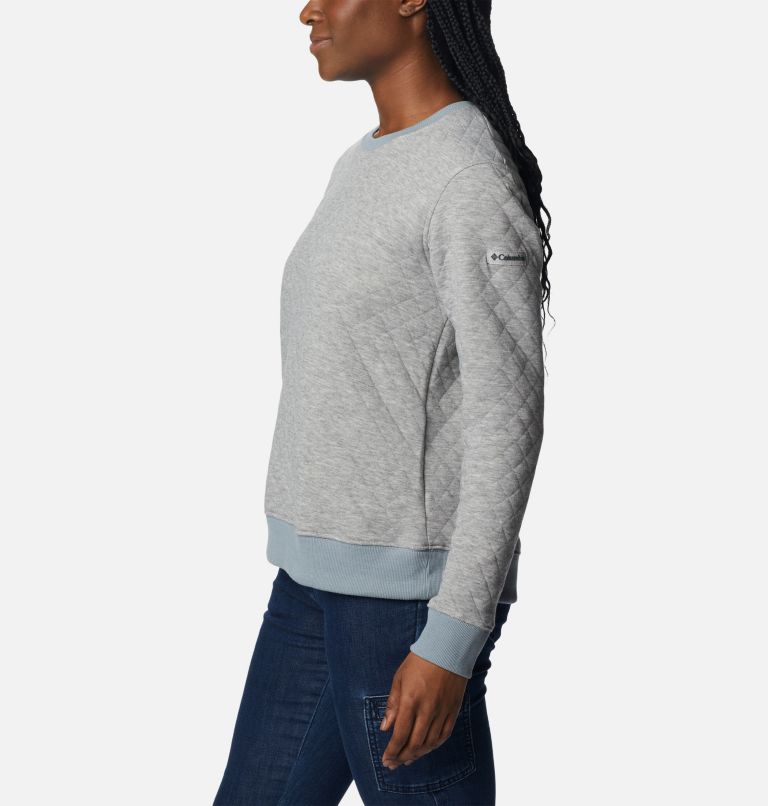 Thumbnail: Women's Columbia Lodge Quilted Crew Sweatshirt, Color: Light Grey Heather, image 3