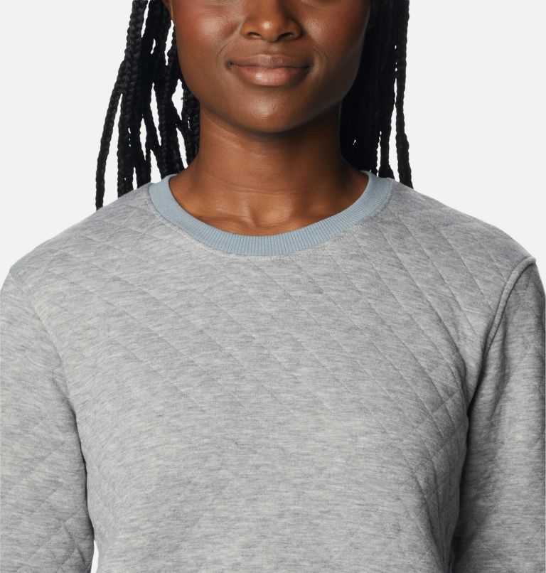 Thumbnail: Women's Columbia Lodge Quilted Crew Sweatshirt, Color: Light Grey Heather, image 4