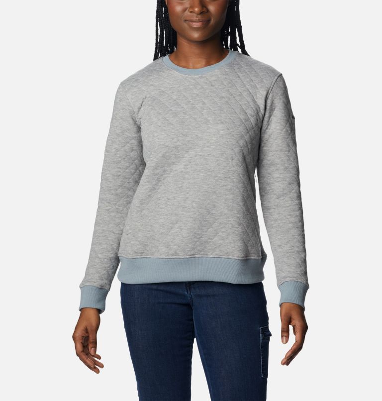 Thumbnail: Women's Columbia Lodge Quilted Crew Sweatshirt, Color: Light Grey Heather, image 1