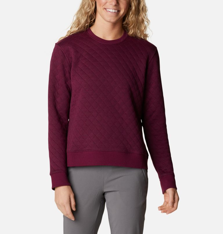 Women's Lodge Quilted Crew Neck Sweatshirt, Color: Marionberry, image 1