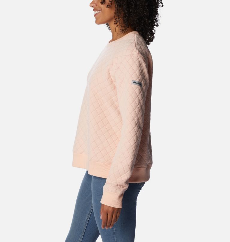 Women's Columbia Lodge Quilted Crew Sweatshirt, Color: Peach Blossom, image 3
