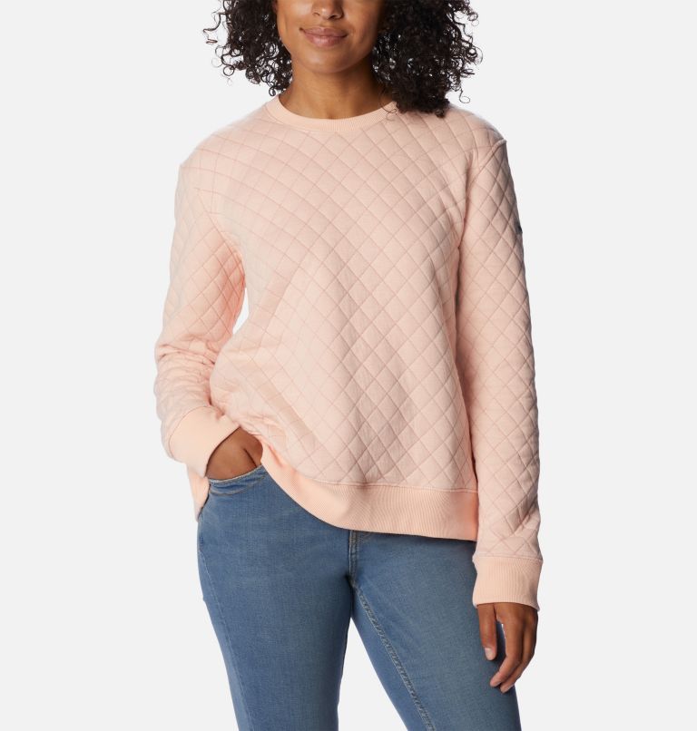 Women's Columbia Lodge Quilted Crew Sweatshirt, Color: Peach Blossom, image 5
